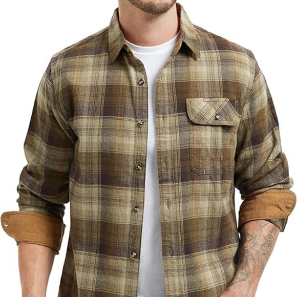 Men's Flannel Shirt Olive Green | Medium - Picture 1 of 7